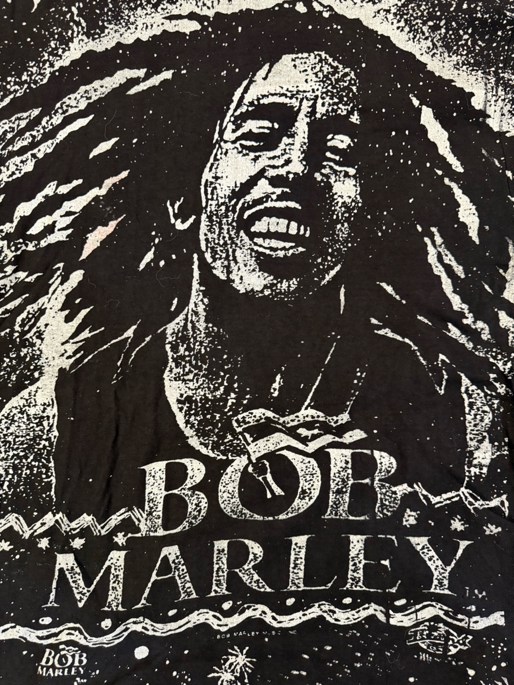 Vintage Bob Marley Single Stitch AOP Graphic Tee Black White 100% Cotton Large - Picture 3 of 14